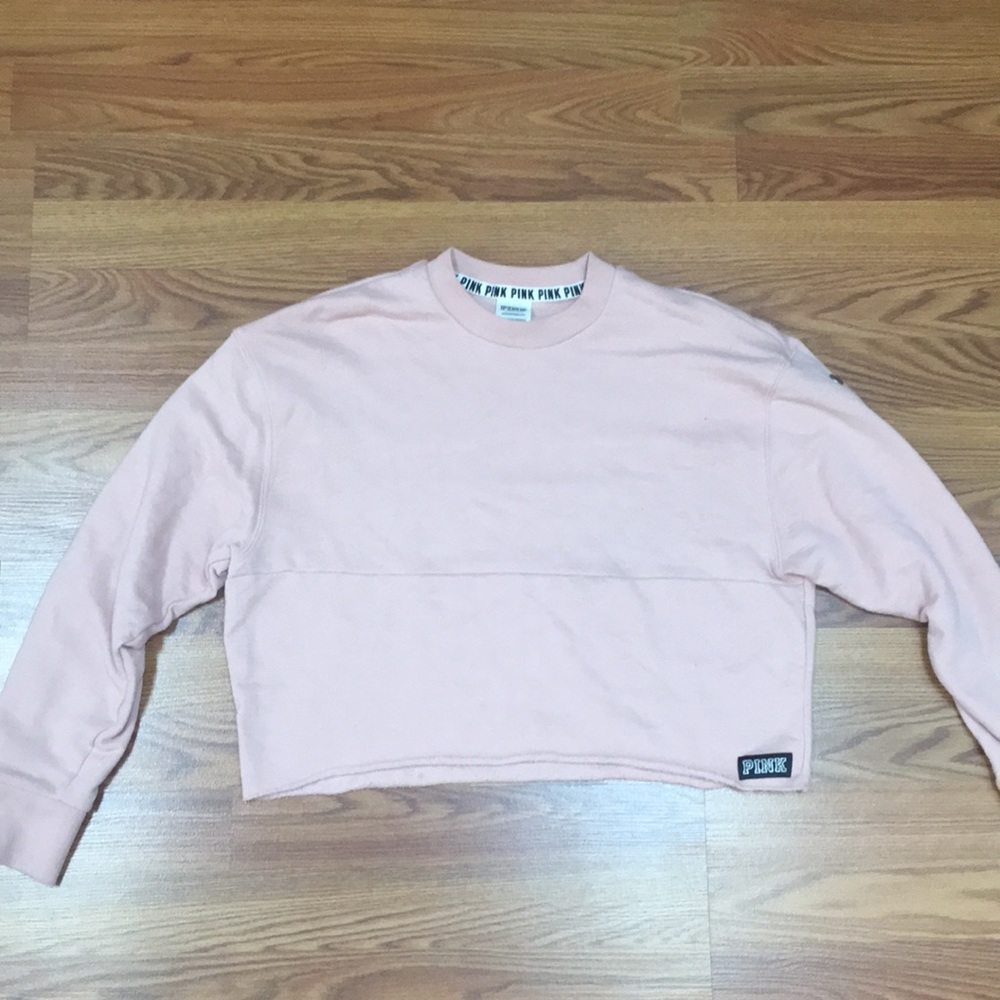 PINK Crop Crew Neck Sweatshirt - Mauve/Pink